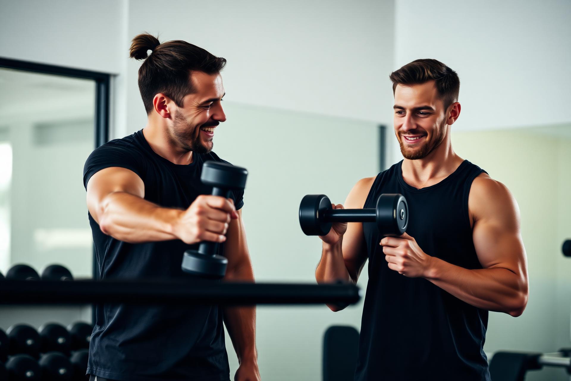 Personal trainer orientando aluno